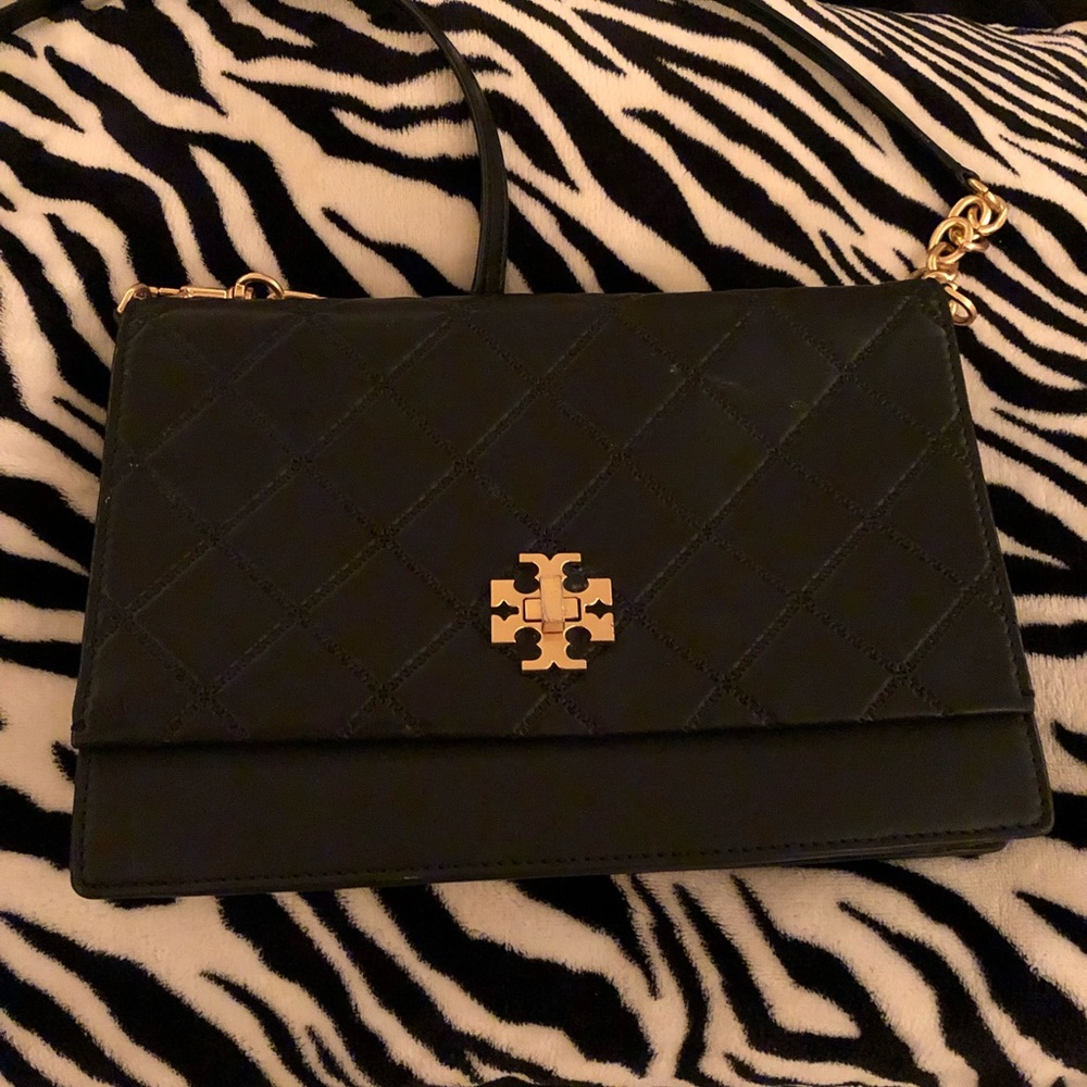 Tory Burch Black and Gold Quilted Crossbody
